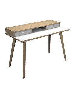 Postazione Home-Office con sopralzo 120x60xH74,4cm gambe legno Bianco/Rovere 207-DKB-3C-AQ ARTEXPORT SCRIVANIE E TAVOLI RIUNIONE