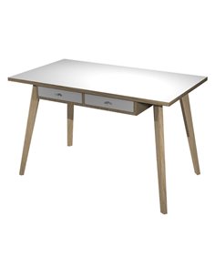 Postazione Home-Office con sottopiano 120x60xH74,4cm gambe legno Bianco/Rovere 206-DKB-3C-AQ ARTEXPORT SCRIVANIE E TAVOLI RIU...