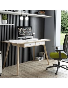 Postazione Home-Office con sottopiano 120x60xH74,4cm gambe legno Bianco/Rovere 206-DKB-3C-AQ ARTEXPORT SCRIVANIE E TAVOLI RIU... 2