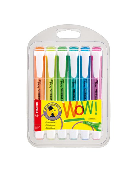Astuccio 6 colori evidenziatore SWING COOL FLUO STABILO 275/6-3