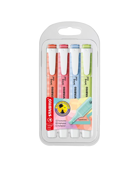 Astuccio 4 colori evidenziatore SWING COOL pastel STABILO 275/4-08-1 275/4-08-1