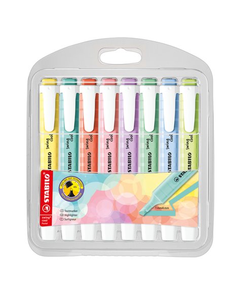 Astuccio 8 colori evidenziatore SWING COOL pastel STABILO 275/8-08-11 275/8-08-1