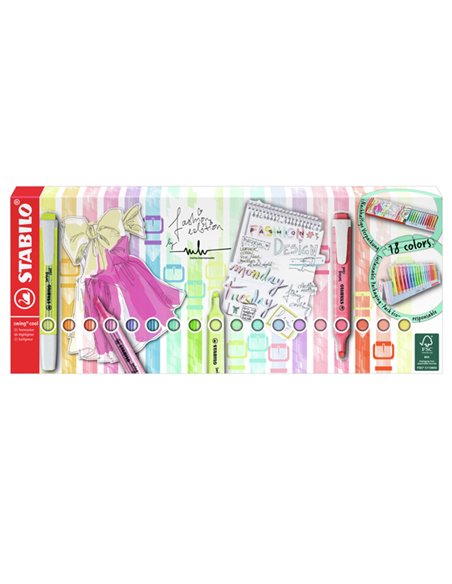 Deskset 18 evidenziatori Swing Cool colori ass. 275/18-01-5 Stabilo 275/18-01-5