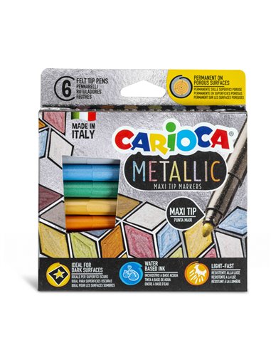 Scatola 6 Maxi Metallic pennarelli colori assortiti Carioca 43161 CARIOCA PENNARELLI