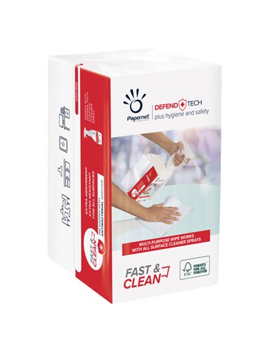 Pacco 100 panni a 2 veli 21,6x33,25cm FastClean Defend Tech 419295