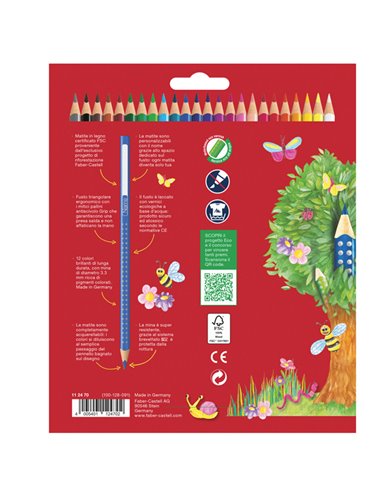 Astuccio 24 pastelli colorati acquerellabili Color Grip Faber Castell 112424
