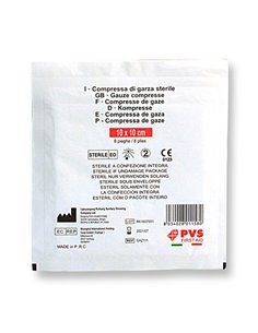 Busta di garza compressa sterile 10x10cm GAZ111 PVS GAZ111E PVS PARAFARMACEUTICA