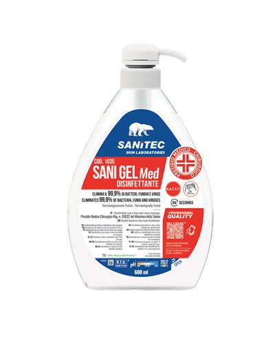 SANI GEL MED igienizzante mani 600ml Sanitec 1035 Sanitec IGIENIZZANTI E DISPENSER