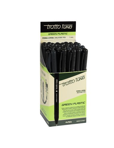 Scatola 50 penna nero Tratto 1 Green punta media 1.0mm F838303 TRATTO CON CAPPUCCIO