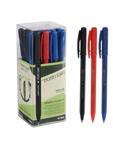 Scatola 24 penna sfera colori assortiti Tratto 1 Green punta media 1.0mm F838400 TRATTO CON CAPPUCCIO