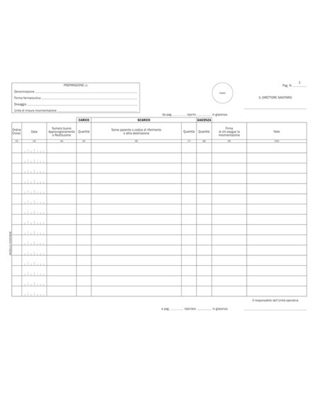 Registro carico/scarico stupefacenti unitA' operative 100pag num. DU132101200 DU132101200 DATA UFFICIO BLOCCHI RICEVUTE-FATTURE