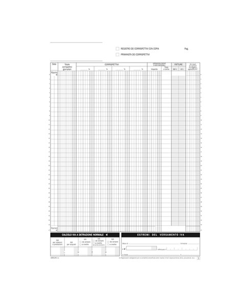Registro corrispettivi mensili 24x2 autoricalcante DU168524C00 DU168524C00 DATA UFFICIO BLOCCHI RICEVUTE-FATTURE