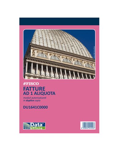 Blocco fatture ad 1 aliquota 50x2 autoricalcante 14,8x21cm DU1641C0000 DU1641C0000 DATA UFFICIO BLOCCHI RICEVUTE-FATTURE