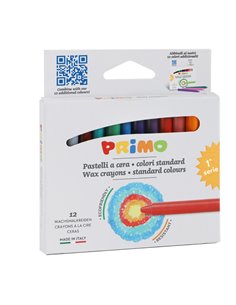 Astuccio 12 pastelli a cera Ø9mm 85mm Primo 0501PC12E