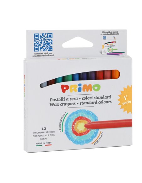 Astuccio 12 pastelli a cera Ø9mm 85mm Primo 0501PC12E