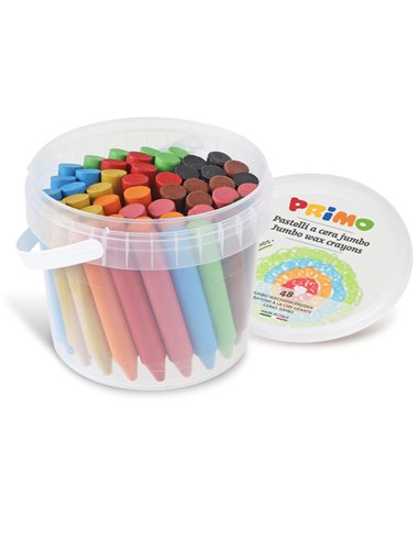 Secchiello 48 pastelli a cera Jumbo Ø13mm 85mm 12colori PRIMO 0602PC48J PRIMO PASTELLI A OLIO-CERA