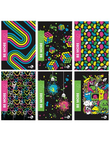 Maxiquaderno A4 36fg+2 100gr 1 rigo c/margine Be More FLUO BM 0122546