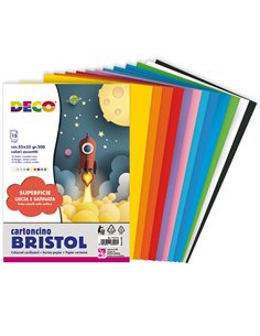 Busta di carta Bristol 15 fg colori 25x35cm colori assortiti DECO 715/15 DECO CARTONCINO COLORATO
