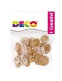 Busta 30 bottoni legno naturale DECO 12025