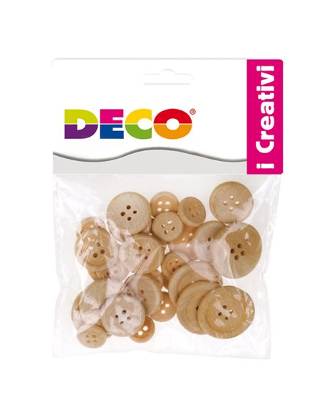 Busta 30 bottoni legno naturale DECO 12025