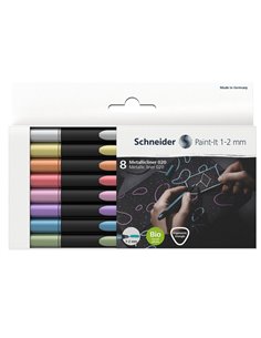 Astuccio 8 pennarelli Metallic Liner 020 punta 1-2mm colori assortiti Schneider P700296 SCHNEIDER PUNTA FELTRO