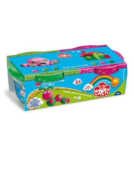 Set 2 barattoli DidO' 100gr magenta - verde glitter 396702
