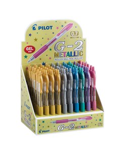 Display 60pz roller gel scatto G-2 0,7mm colori assortiti metallic Pilot Z99736