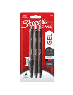 Astuccio 3 penne gel a scatto 0.7mm nero/blu/rosso Sharpie 2136596 SHARPIE PENNE GEL A SCATTO