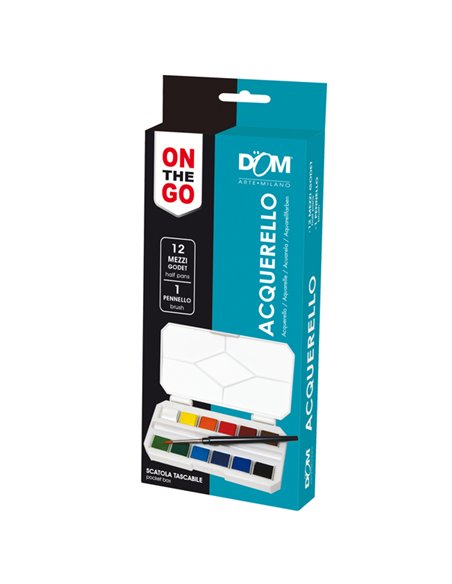Set acquerelli On the GO 12 colori+pennello DOM 11475 DOM ACCESSORI PER PITTURA