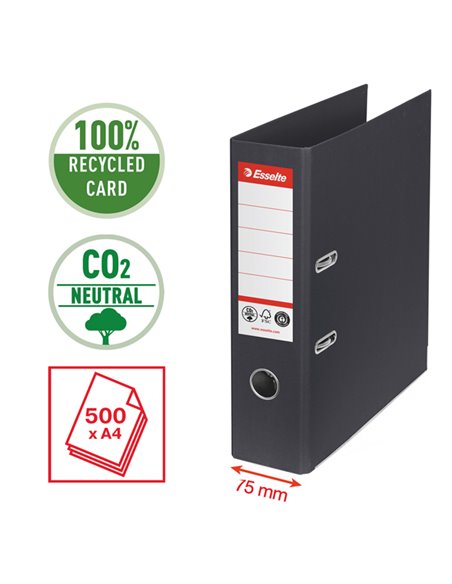 Registratore a leva Dorso 75mm nero CO2 neutral Esselte 627569 ESSELTE REGISTRATORI A LEVA