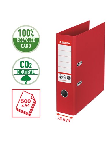 Registratore a leva Dorso 75mm rosso CO2 neutral Esselte 627568 ESSELTE REGISTRATORI A LEVA