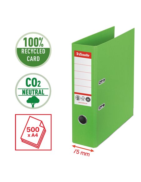 Registratore a leva Dorso 75mm verde CO2 neutral Esselte 627567