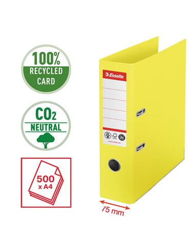 Registratore a leva Dorso 75mm giallo CO2 neutral Esselte 627566 ESSELTE REGISTRATORI A LEVA