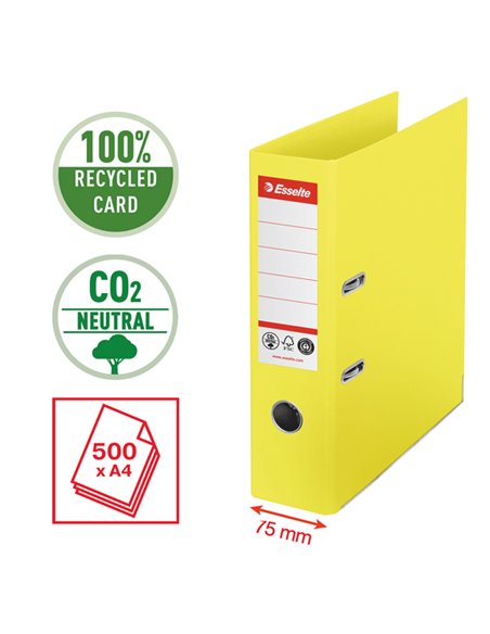Registratore a leva Dorso 75mm giallo CO2 neutral Esselte 627566 ESSELTE REGISTRATORI A LEVA