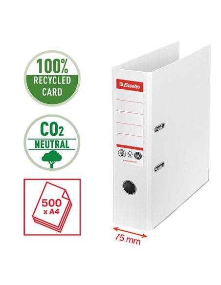 Registratore a leva Dorso 75mm bianco CO2 neutral Esselte 627570 ESSELTE REGISTRATORI A LEVA
