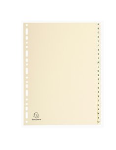 Separatori in cartoncino 24 tasti A-Z tipo pelle color avorio 155G A4 Exacompta 1124E EXACOMPTA DIVISORI-SEPARATORI CON TASTI...
