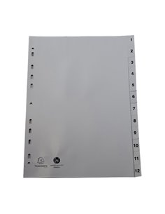 Intercalare numerico in PP riciclato 12 tasti 1-12 grigio A4 Exacompta 1912E EXACOMPTA DIVISORI-SEPARATORI CON TASTI STAMPATI 2