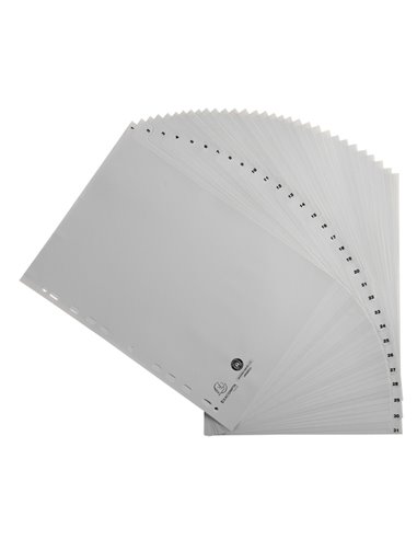 Intercalare numerico in PP riciclato 31 tasti 1-31 grigio A4 Exacompta 1931E EXACOMPTA DIVISORI-SEPARATORI CON TASTI STAMPATI