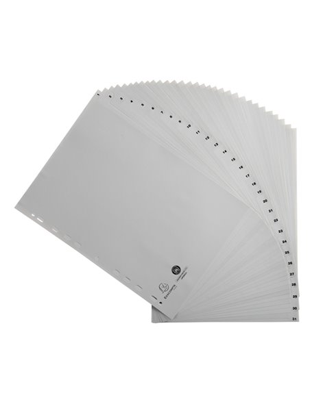 Intercalare numerico in PP riciclato 31 tasti 1-31 grigio A4 Exacompta 1931E EXACOMPTA DIVISORI-SEPARATORI CON TASTI STAMPATI