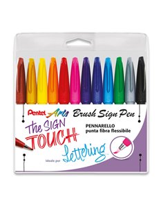 Astuccio 12 Sign Pen Brush colori assortiti Pentel 0022187 PENTEL PUNTA FELTRO