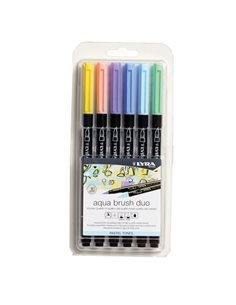 Astuccio 6 pennarelli Aqua Brush Duo colori pastel Lyra L6521061