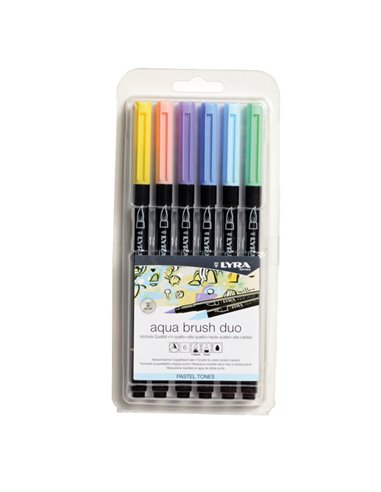 Astuccio 6 pennarelli Aqua Brush Duo colori pastel Lyra L6521061