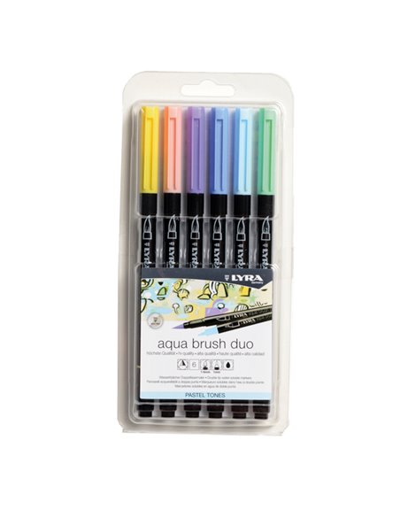 Astuccio 6 pennarelli Aqua Brush Duo colori pastel Lyra L6521061