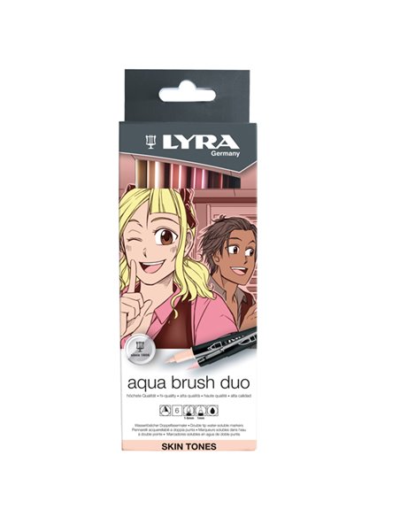 Astuccio 6 pennarelli Aqua Brush Duo skin tones Lyra L6521062