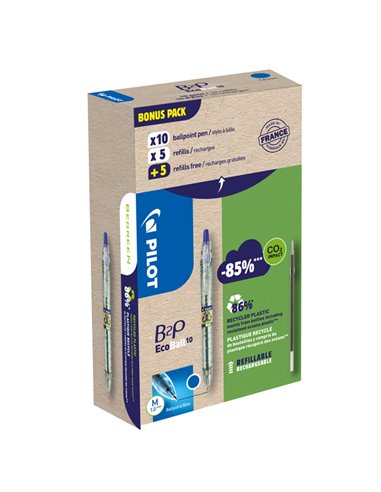 Bonuspack 10 penne +10 refill B2P Ecoball punta 1.0mm blu Pilot 000033 PILOT A SCATTO