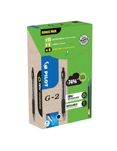 Green pack 12penne + 12 refill roller gel scatto G-2 0,7mm nero PILOT 000023 PILOT A SCATTO