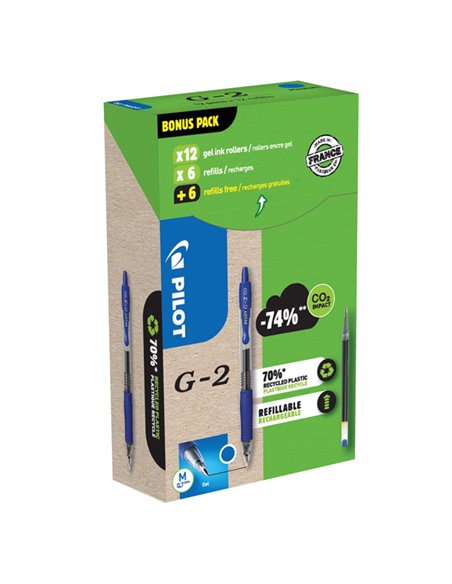 Green pack 12penne + 12 refill roller gel scatto G-2 0,7mm blu PILOT 000024 PILOT A SCATTO