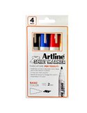 Astuccio 4 marcatori per tessuto p. tonda 2.0mm nero/rosso/blu/giallo Artline(de A EKT2/4W