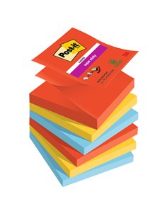Cf. 6pz blocco 90foglietti Post-it® Super Sticky Z-Notes 76x76mm R330-6SS-PLAY 7100258797 POST-IT BLOCCHI ADESIVI-DISPENSER