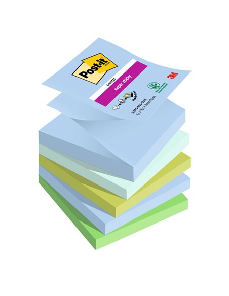 Cf. 5pz blocco 90foglietti Post-it® Super Sticky Z-Notes 76x76mm R330-5SS-OAS 7100258791